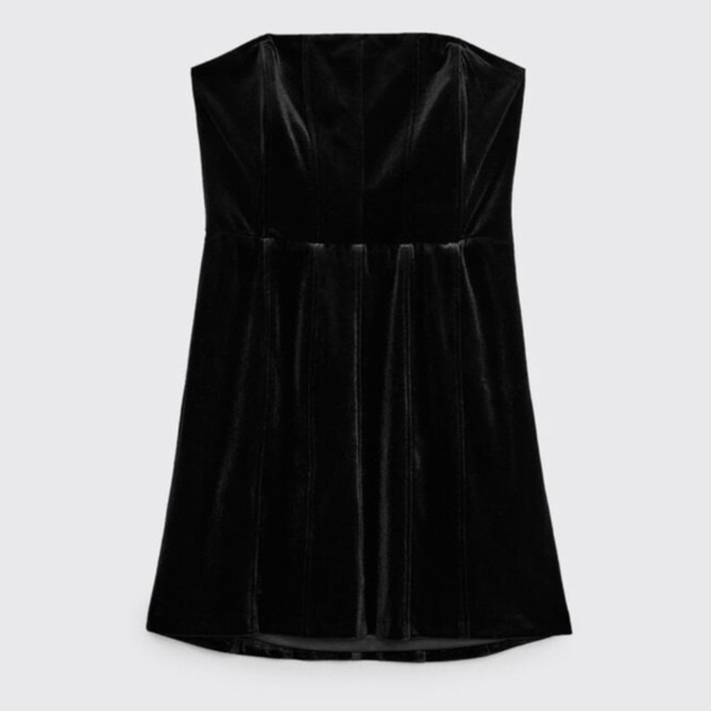 Zara Black Velvet Mini Dress